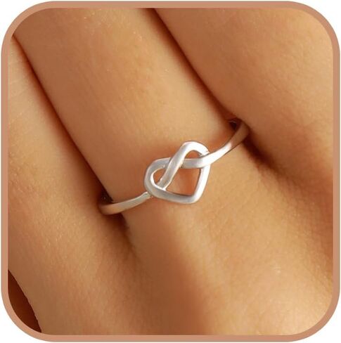 Heart Rings for Women Mother Daughter Friendship Knot Ring Promise Ring for Her 925 Sterling Silver 14K Gold Plated Cubic Zirconia Stackable Ring Purity Rings Birthday Graduation Gifts in Kuwait