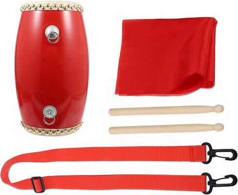 Vaguelly Traditional Cowhide Waist Drum Hand Drum with Strap Durable Percussion Instrument for Chinese Cultural Performance and Celebration 12.6 Inch in Saudi Arabia