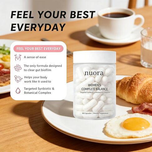 كبسولات صحة الأمعاء نورا من AMUA - تركيبة تنظيف الغشاء الحيوي للأمعاء ودعم الجهاز الهضمي، مزيج البروبيوتيك والإنزيم لتوازن الميكروبيوم، نباتي غير معدّل وراثيًا، للنساء والرجال، 90 كبسولة in Kuwait