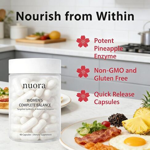 كبسولات صحة الأمعاء نورا من AMUA - تركيبة تنظيف الغشاء الحيوي للأمعاء ودعم الجهاز الهضمي، مزيج البروبيوتيك والإنزيم لتوازن الميكروبيوم، نباتي غير معدّل وراثيًا، للنساء والرجال، 90 كبسولة in Kuwait