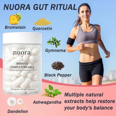 كبسولات صحة الأمعاء نورا من AMUA - تركيبة تنظيف الغشاء الحيوي للأمعاء ودعم الجهاز الهضمي، مزيج البروبيوتيك والإنزيم لتوازن الميكروبيوم، نباتي غير معدّل وراثيًا، للنساء والرجال، 90 كبسولة in Kuwait