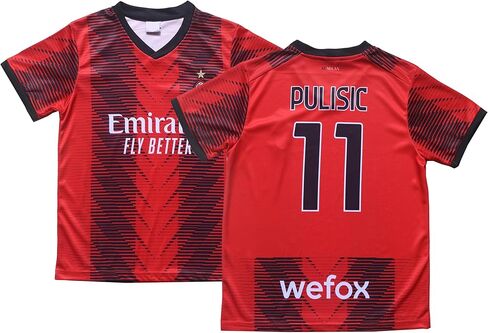 Milan Pulisic #11 Home Limited Edition Kids Soccer Jersey Kit with Shorts/Socks Set Youth Sizes (Red/Black, 24) in Saudi Arabia
