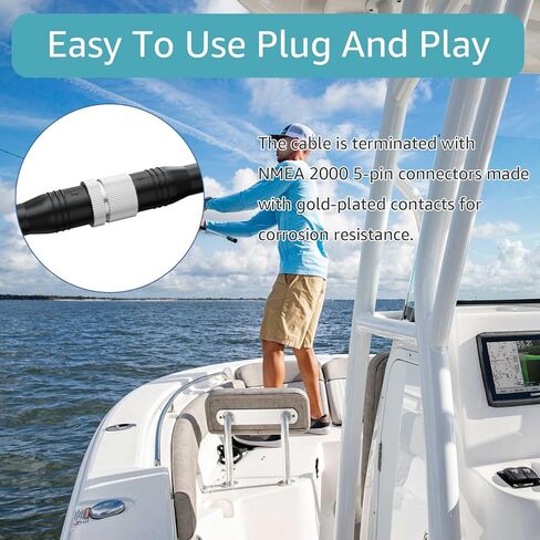 كابل تمديد NMEA 2000(N2K) بطول 2 متر - كابل العمود الفقري وكابل الإسقاط متوافق مع كابل Lowrance Simrad B&G Navico Network 5 Pin M12 Thread من الدرجة البحرية. (6.56 قدم) in Kuwait