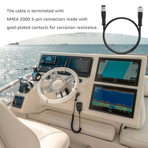 كابل تمديد NMEA 2000(N2K) بطول 2 متر - كابل العمود الفقري وكابل الإسقاط متوافق مع كابل Lowrance Simrad B&G Navico Network 5 Pin M12 Thread من الدرجة البحرية. (6.56 قدم) in Kuwait