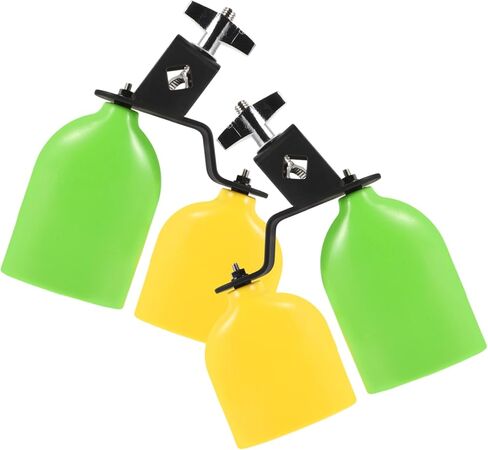 Totority 1pair Plastic Cowbell Jam Block Percussion Instrument Set for Musicians Green Yellow Pitch Hand Bells for Music Dance Shows and Festive Events in Saudi Arabia