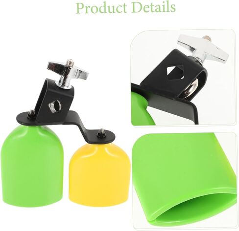 Totority 1pair Plastic Cowbell Jam Block Percussion Instrument Set for Musicians Green Yellow Pitch Hand Bells for Music Dance Shows and Festive Events in Saudi Arabia