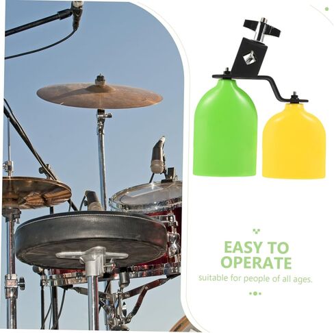 Totority 1pair Plastic Cowbell Jam Block Percussion Instrument Set for Musicians Green Yellow Pitch Hand Bells for Music Dance Shows and Festive Events in Saudi Arabia