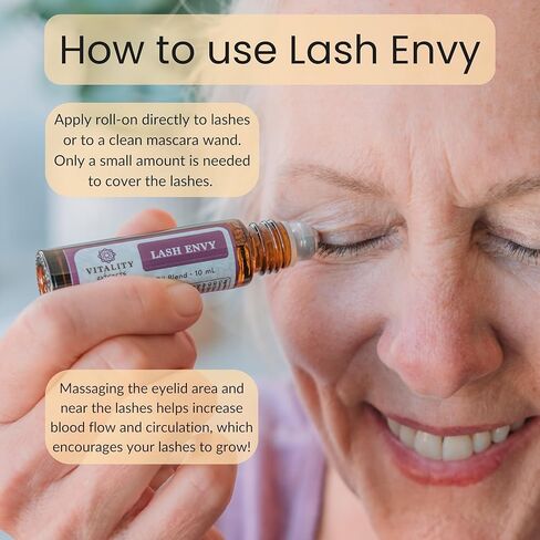 Vitality Extracts Lash Envy Roll-On - Eyelash Enhancing Serum, Essential Oil Blend, Castor Oil, Thicker & Fuller Looking Lashes, Fatty Acids in Kuwait