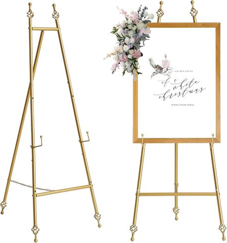 Metal Easel Stand with Chain Support for Mirror,Iron Floor Easels for Display Wedding Sign,58 Inch Adjustable Arts & Crafts Easels(Bronze) in Kuwait