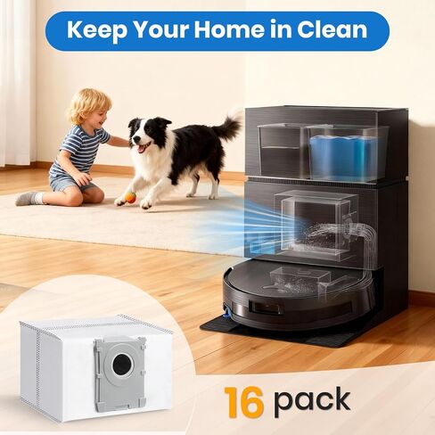 16 Pack X11 Dust Bags Compatible with ECOVACS DEEBOT X11 Pro Omni/X11/X11 Pro Robot Vacuum Reusable Dust Bags 2L Large Capacity Heavy Duty Bags for Home Vacuum in Saudi Arabia