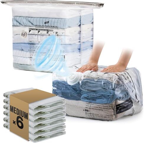 TAILI 8 Pack Cube Vacuum Storage Bags, Medium Size (25x19x11 inch), Vacuum Seal Bags for Clothing, Compression Bags for Travel and Home Storage, Space Saving for Blankets, Baby Clothes, Pillows in Kuwait