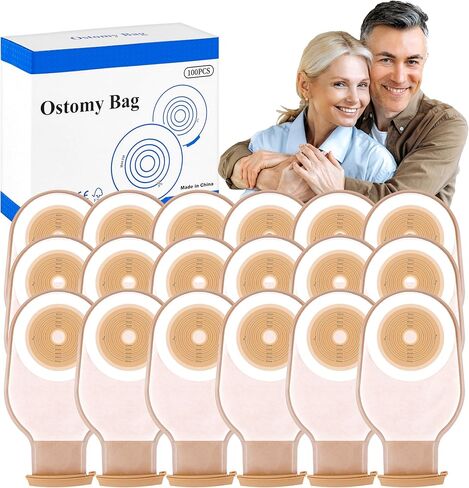 100 Pack Colostomy Bags, 15mm-65mm Ostomy Supplies,One-Piece Ostomy Bag for Lleostomy Stoma Care， Cut-to-Fit Drainable Pouches with Closure. in Saudi Arabia