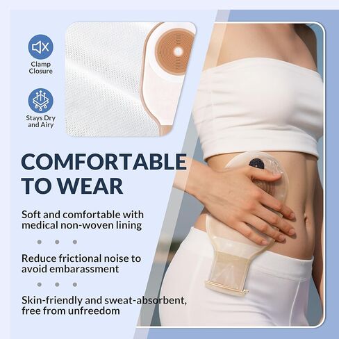100 Pack Colostomy Bags, 15mm-65mm Ostomy Supplies,One-Piece Ostomy Bag for Lleostomy Stoma Care， Cut-to-Fit Drainable Pouches with Closure. in Saudi Arabia