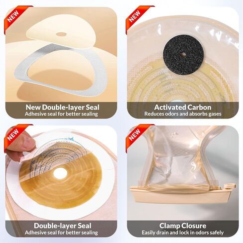 100 Pack Colostomy Bags, 15mm-65mm Ostomy Supplies,One-Piece Ostomy Bag for Lleostomy Stoma Care， Cut-to-Fit Drainable Pouches with Closure. in Saudi Arabia