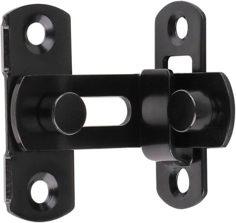 Slide Gate Latch Bolt Door Lock, 90 Degree Barn Cast Stainless Steel Hook Window Cabinet Locks with Screws Right Angle Sliding(Black,51mm) in Saudi Arabia