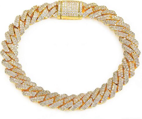 18K gold Cuban style men's bracelet, paired with moissanite diamonds, with full and luxurious lines that add charm to men in Kuwait