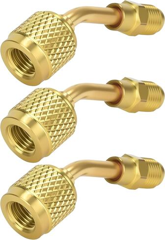 مجموعة محولات شحن HVAC نحاسية مكونة من 3 قطع - تركيبات مبرد A2L مستقيمة 45 درجة، خزانات R-32 R-454B LH وخراطيم خدمة RH، موصلات مضيئة 1/4 بوصة من اليد اليسرى إلى 1/4 بوصة من الذكور اليمنى in Kuwait