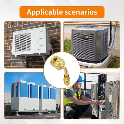 مجموعة محولات شحن HVAC نحاسية مكونة من 3 قطع - تركيبات مبرد A2L مستقيمة 45 درجة، خزانات R-32 R-454B LH وخراطيم خدمة RH، موصلات مضيئة 1/4 بوصة من اليد اليسرى إلى 1/4 بوصة من الذكور اليمنى in Kuwait