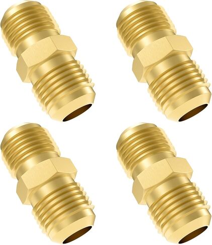 SDTC Tech Brass Tube Coupler Pipe Flare Fitting, Union Connector Gas Adapter 3/8 Inch Male Flare x 3/8 Inch Male Flare for Propane, LP and Natural Gas, Fuel, Plumbing, 4 PCS in Saudi Arabia