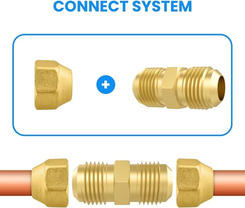 SDTC Tech Brass Tube Coupler Pipe Flare Fitting, Union Connector Gas Adapter 3/8 Inch Male Flare x 3/8 Inch Male Flare for Propane, LP and Natural Gas, Fuel, Plumbing, 4 PCS in Saudi Arabia