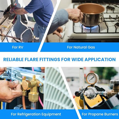 SDTC Tech Brass Tube Coupler Pipe Flare Fitting, Union Connector Gas Adapter 3/8 Inch Male Flare x 3/8 Inch Male Flare for Propane, LP and Natural Gas, Fuel, Plumbing, 4 PCS in Saudi Arabia
