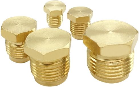 Hooshing 5PCS Brass Flare Fitting SAE 45 Degree Flare Plug Seal Assortment Kits 1/4" 5/16" 3/8" 1/2" 5/8" Tube OD in Saudi Arabia