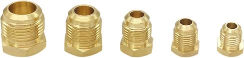 Hooshing 5PCS Brass Flare Fitting SAE 45 Degree Flare Plug Seal Assortment Kits 1/4" 5/16" 3/8" 1/2" 5/8" Tube OD in Saudi Arabia