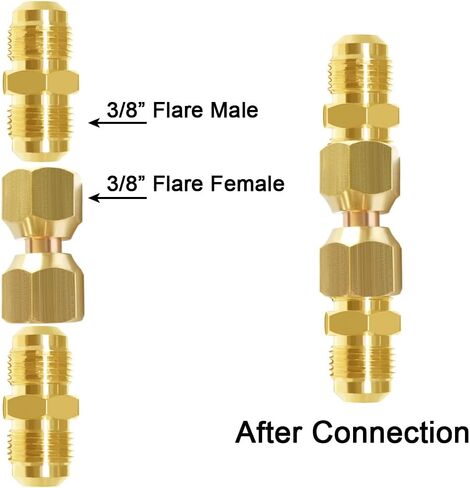 Joywayus Brass Flare Tube Fitting Coupling Gas Adapter 3/8" Flare Male and 3/8" Flare Female Swivel Nut Union Pipe Connector (Pack of 6) in Saudi Arabia