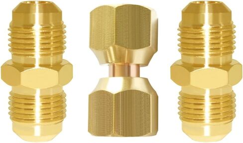 Joywayus Brass Flare Tube Fitting Coupling Gas Adapter 3/8" Flare Male and 3/8" Flare Female Swivel Nut Union Pipe Connector (Pack of 6) in Saudi Arabia