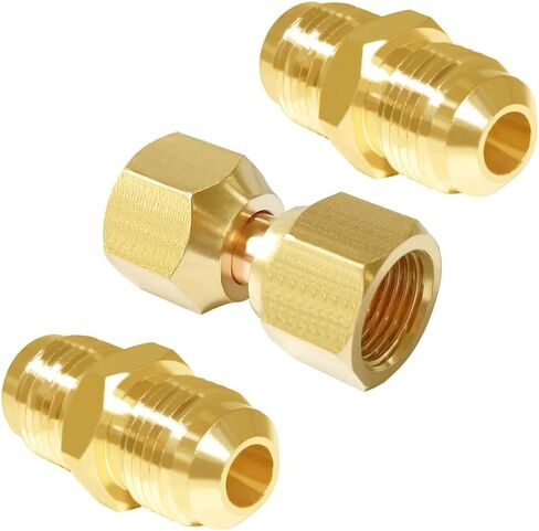 Joywayus Brass Flare Tube Fitting Coupling Gas Adapter 3/8" Flare Male and 3/8" Flare Female Swivel Nut Union Pipe Connector (Pack of 6) in Saudi Arabia