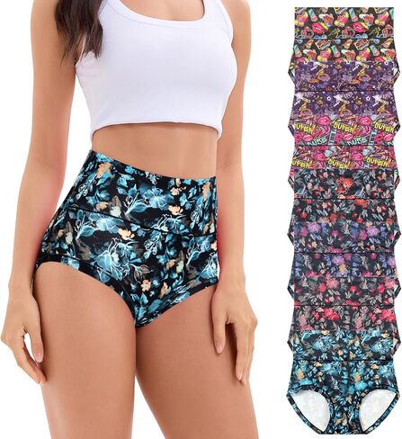 Womens Underwear Cotton High Waist Panties for Women Pack Tummy Control Floral Print Ladies Briefs Multipack in Saudi Arabia