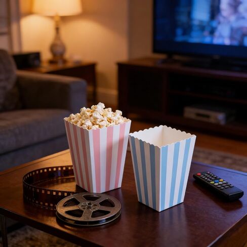 Luozzy 24 PCS Pink Blue Stripcorn Boxes Paper for Movie Movie Snack Containers in Saudi Arabia