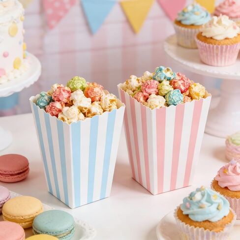Luozzy 24 PCS Pink Blue Stripcorn Boxes Paper for Movie Movie Snack Containers in Saudi Arabia