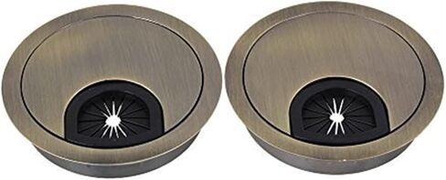 Metal desk grommet， 2PCS 60mm Bronze Zinc Alloy Computer Desk Table Grommet Cable Tidy Port Surface Wire Hole Cover in Saudi Arabia