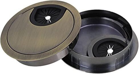 Metal desk grommet， 2PCS 60mm Bronze Zinc Alloy Computer Desk Table Grommet Cable Tidy Port Surface Wire Hole Cover in Saudi Arabia