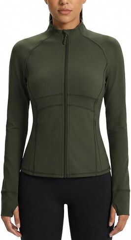 Waitfairy Zip Up Jackets for Women Yoga Gym Top Running Workout Jackets for Woman Track Jacket Women with Thumb Holes in Kuwait