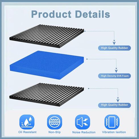 4-Pack Heavy Duty Anti Vibration Pads, 4"x4"x7/8" Thick Sorbothane Rubber Mat for Washing Machine,Treadmill,AC Condenser,Compressor (Blue) in Kuwait