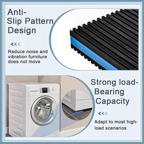 4-Pack Heavy Duty Anti Vibration Pads, 4"x4"x7/8" Thick Sorbothane Rubber Mat for Washing Machine,Treadmill,AC Condenser,Compressor (Blue) in Kuwait