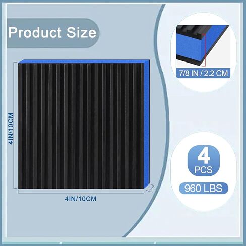 4-Pack Heavy Duty Anti Vibration Pads, 4"x4"x7/8" Thick Sorbothane Rubber Mat for Washing Machine,Treadmill,AC Condenser,Compressor (Blue) in Kuwait