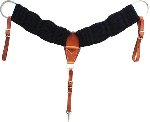 طوق صدر أسود من Western Western Mohair مكون من 25 شريطًا مع حزام جلدي Uptugs 55RT02BK in Saudi Arabia