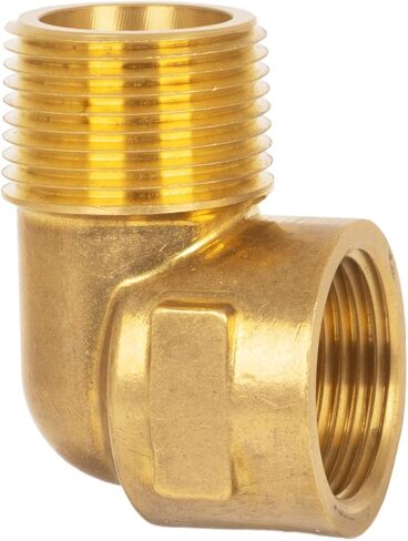 90 Degree Elbow, 3/4" NPT Male × 3/4" NPT Female Brass Pipe Fitting, Street Elbow Adapter for Propane, Oil, Gas, Air Flow Systems, Corrosion Resistant, 1200 PSI Rated, 1 Pack in Kuwait