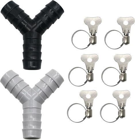 قطعتان من موزع خرطوم الغسالة العالمي على شكل حرف Y، محول بلاستيكي ثلاثي الاتجاهات لتوصيل الأنابيب المنفصلة، ​​موصل الصرف مع مشابك خرطوم، مناسب لحمامات المطبخ والشرفات in Kuwait