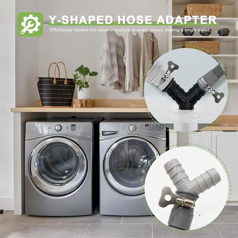 قطعتان من موزع خرطوم الغسالة العالمي على شكل حرف Y، محول بلاستيكي ثلاثي الاتجاهات لتوصيل الأنابيب المنفصلة، ​​موصل الصرف مع مشابك خرطوم، مناسب لحمامات المطبخ والشرفات in Kuwait