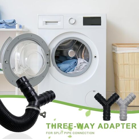 قطعتان من موزع خرطوم الغسالة العالمي على شكل حرف Y، محول بلاستيكي ثلاثي الاتجاهات لتوصيل الأنابيب المنفصلة، ​​موصل الصرف مع مشابك خرطوم، مناسب لحمامات المطبخ والشرفات in Kuwait