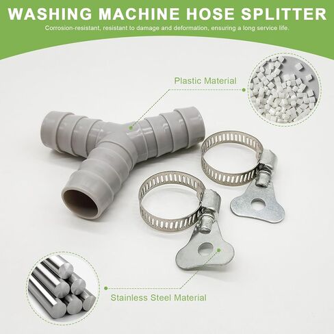 قطعتان من موزع خرطوم الغسالة العالمي على شكل حرف Y، محول بلاستيكي ثلاثي الاتجاهات لتوصيل الأنابيب المنفصلة، ​​موصل الصرف مع مشابك خرطوم، مناسب لحمامات المطبخ والشرفات in Kuwait