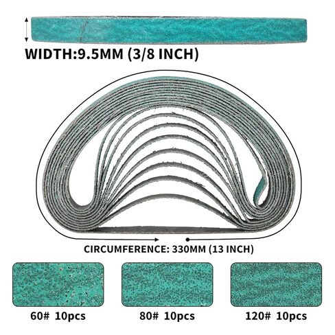 10pcs 10x330mm Sanding Belts 3/8"x13"Sander Abrasive Belt Tool for Metal Wood Furniture Grinding Polishing P60/P80/P120(P60 10PCS_10 X 330 MM) in Saudi Arabia