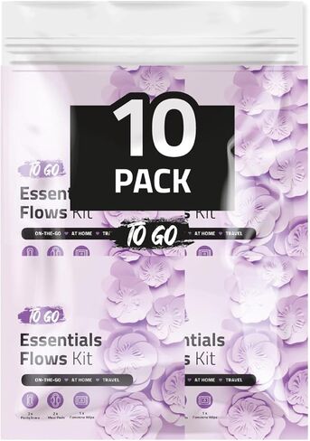 Essential Flows Kit with 3 Pantiliners, 2 Maxi Pads & 1 Feminine Wipe – Light Daily Period Care for Women & Girls – Travel Hygiene Pack (Purple) (1) in Saudi Arabia
