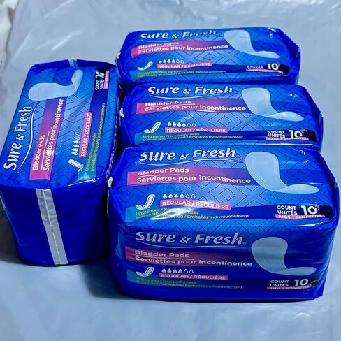 Sure & Fresh Bladder Pads for Adults – Super Absorbent, Leak-Proof Protection, Odor Control, Discreet Comfort. 10 Count. (Pack of 4). in Saudi Arabia