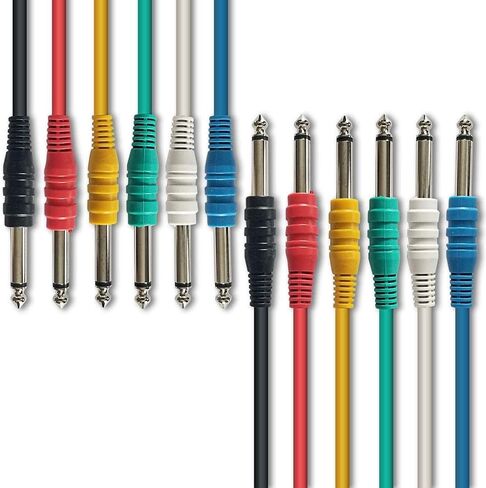 AxcessAbles Right Angle to Right Angle 1/4" TS Guitar Patch Cable,(24-Inch, 6-Pack) | Multi-Colored 1/4-Inch TS Mono Unbalanced Instrument Cord for Guitar, Bass, Pedalboard, Mixer & Audio Gear in Saudi Arabia
