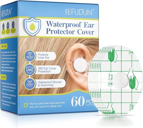 60 Pcs Baby Ear Covers for Bath, Disposable Waterproof Swimming Ear Covers, Cotton Earplugs for Bath, Surfing in Saudi Arabia